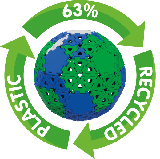 63 percent recycled plastics