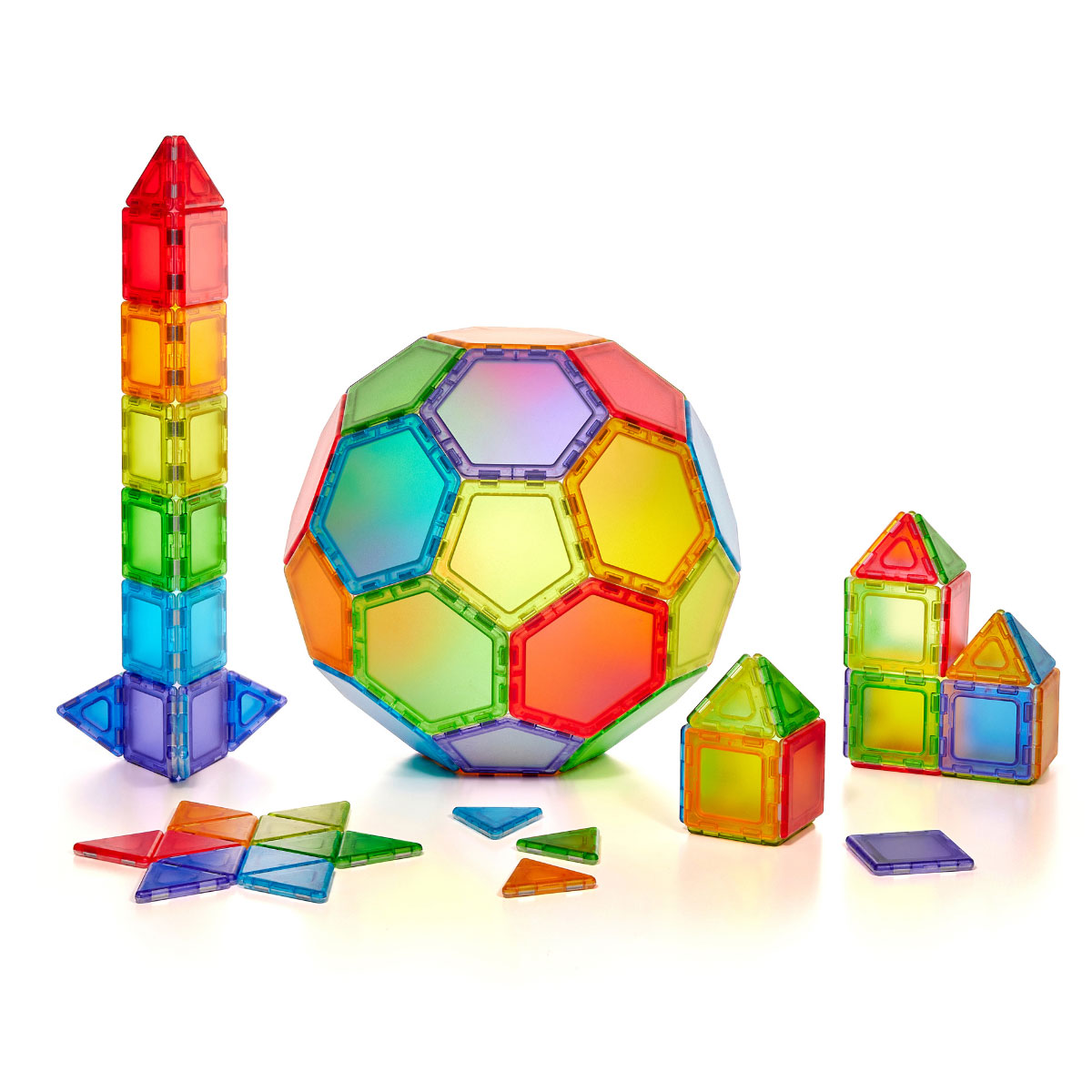 Translucent Solid Magnetic Polydron Essential Shapes Set